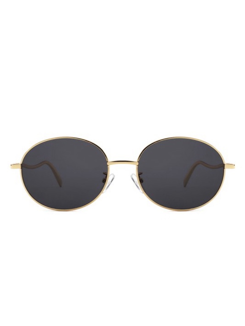 Gold Frame Black Lens Oval Sunglasses - Women Accessories